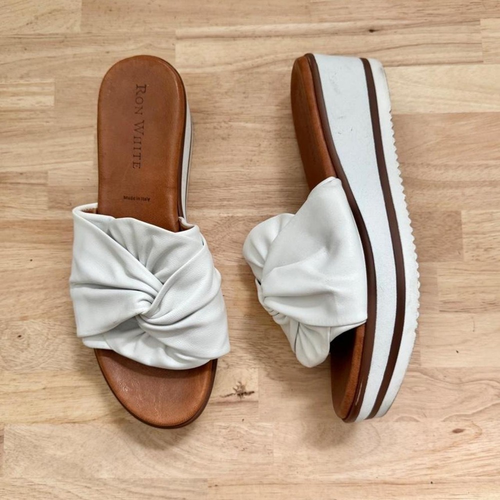 Ron White Priccila leather slip on sandal mule platform